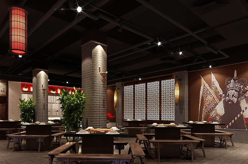 網紅特色火鍋店裝修設計效果圖