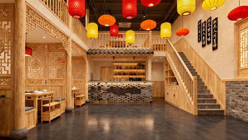 傳統中式火鍋店裝修效果圖